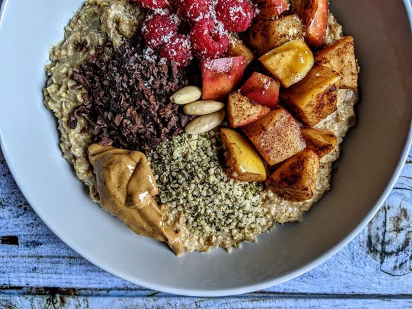 Apple and cinnamon oatmeal bowl